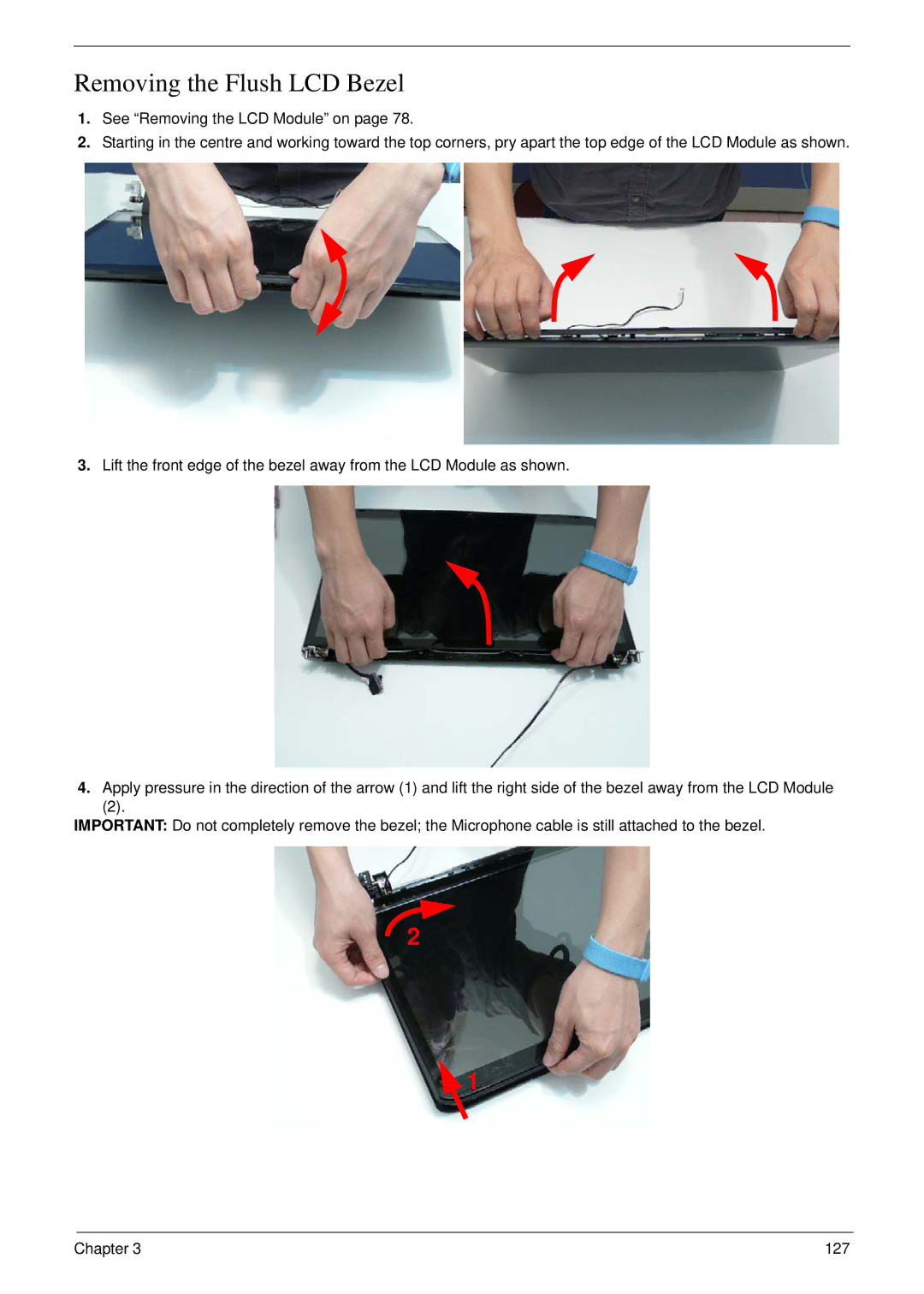 Acer 8935G manual Removing the Flush LCD Bezel 