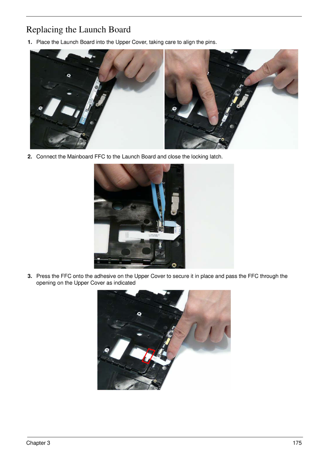 Acer 8935G manual Replacing the Launch Board 