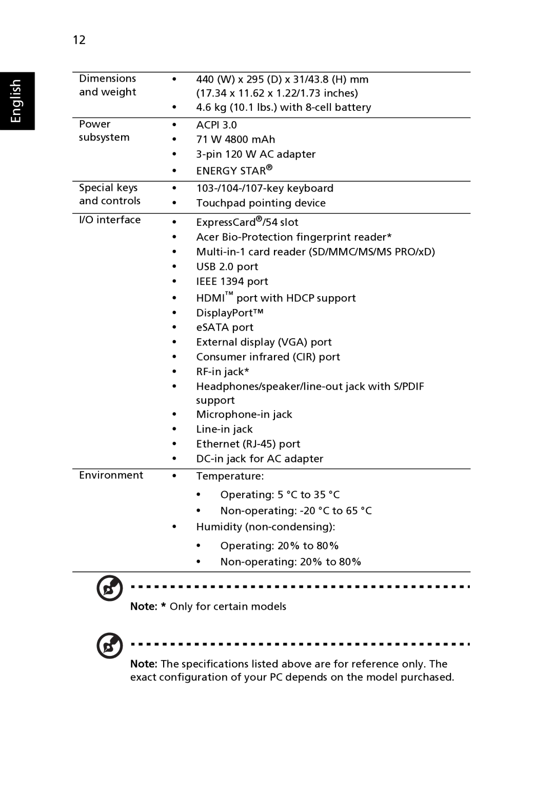 Acer 8940 manual Energy Star 