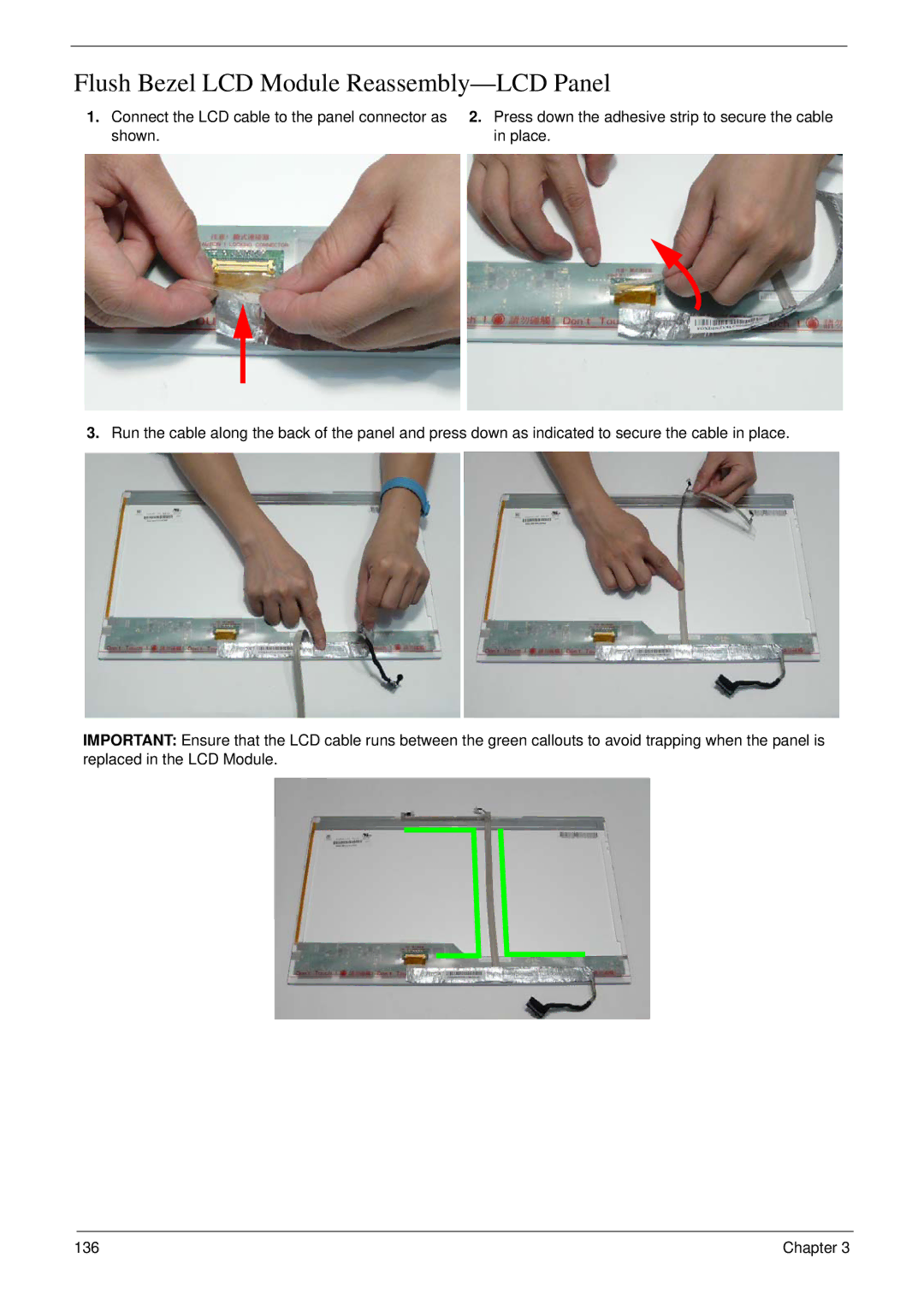 Acer 8940 manual Flush Bezel LCD Module Reassembly-LCD Panel 