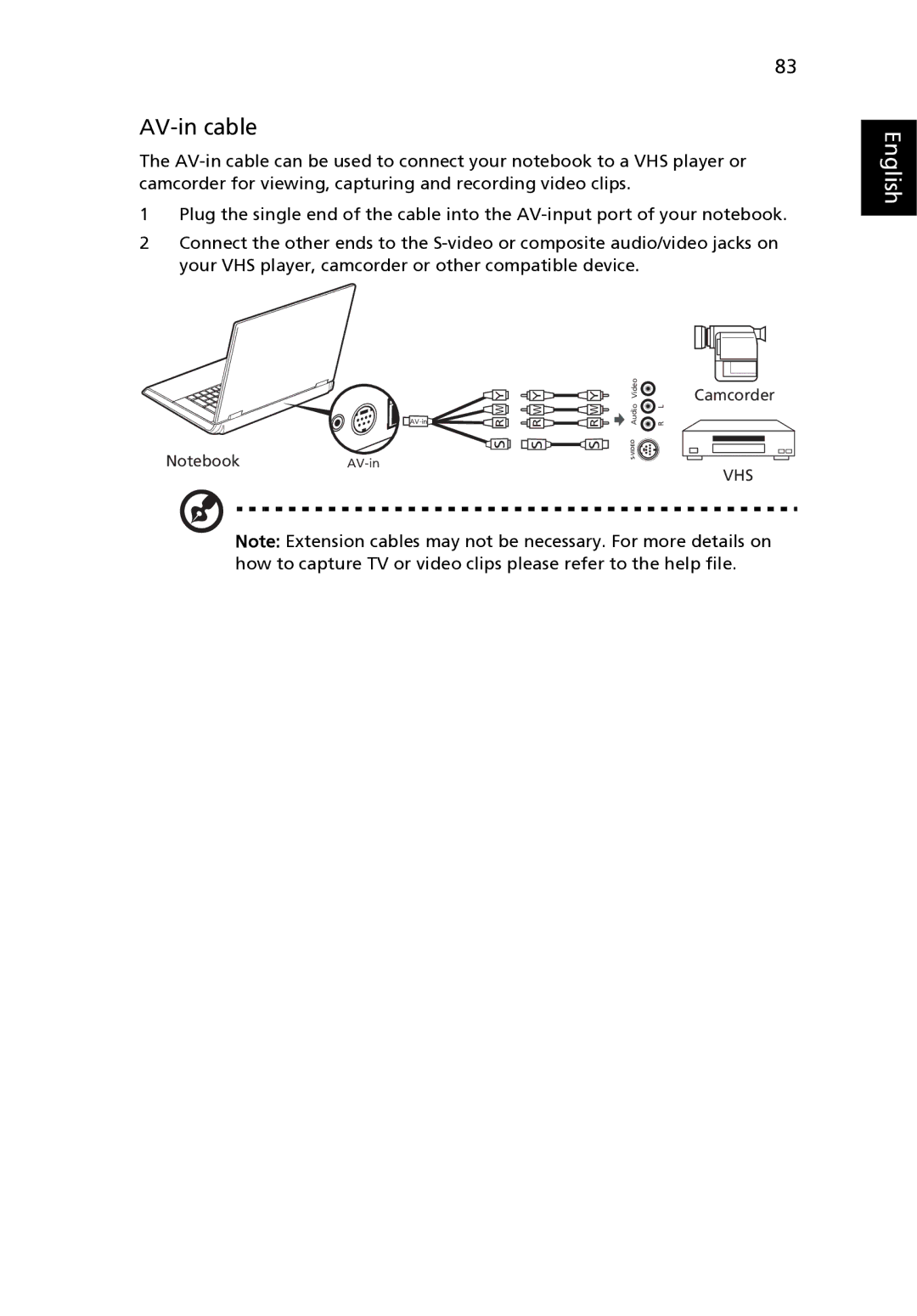 Acer 9120 manual AV-in cable 