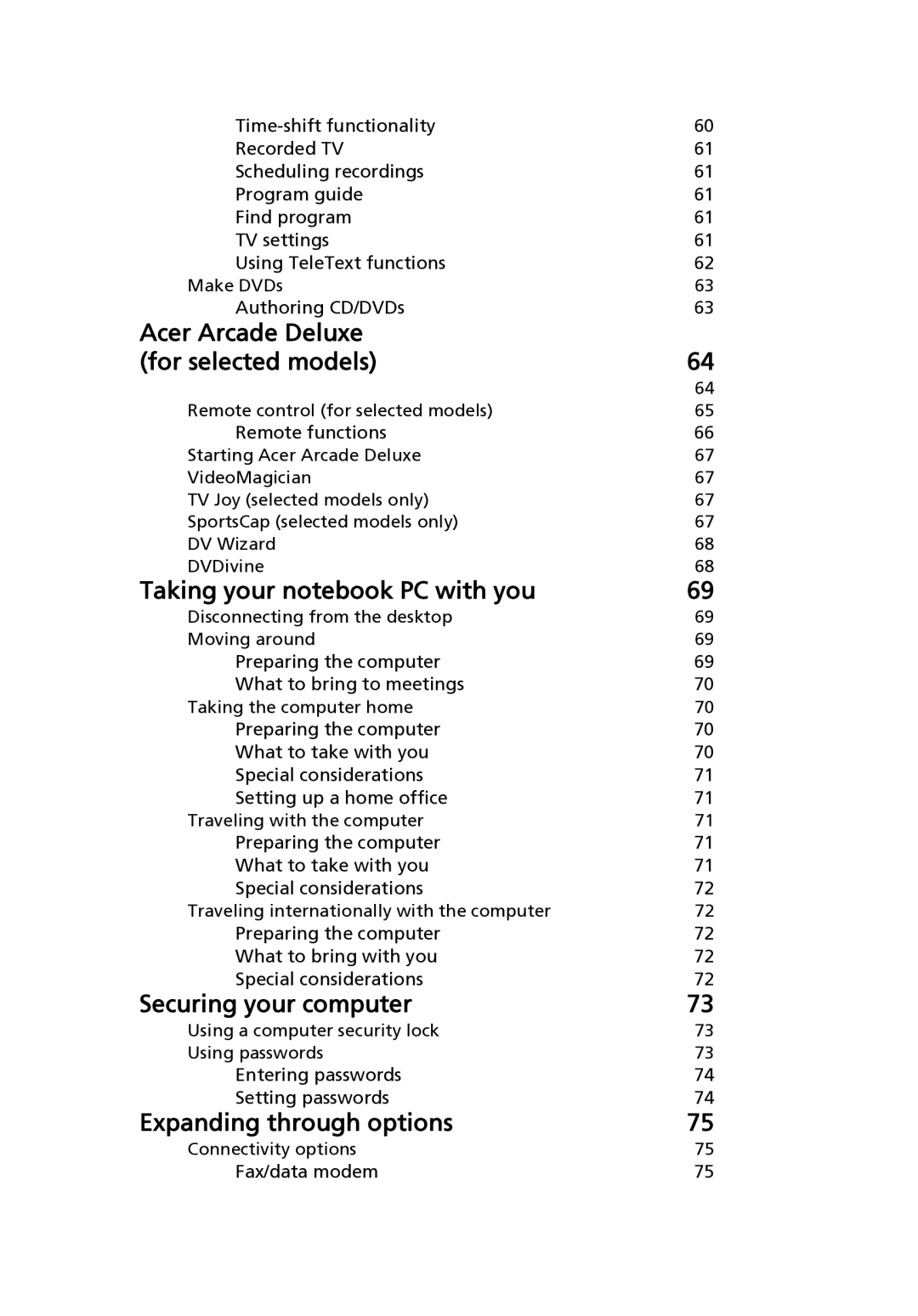 Acer 9120 manual Securing your computer 