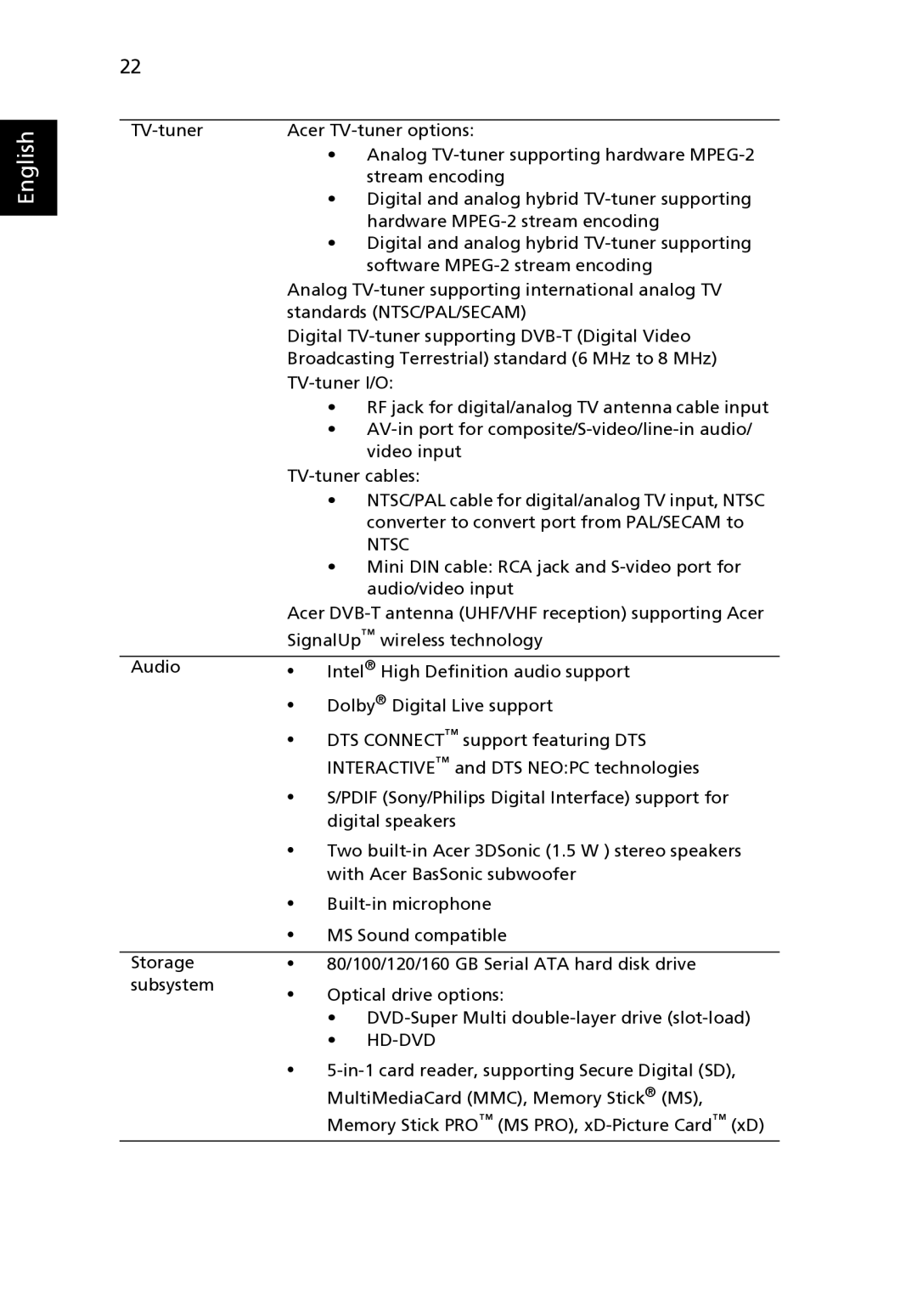 Acer 9120 manual Ntsc 