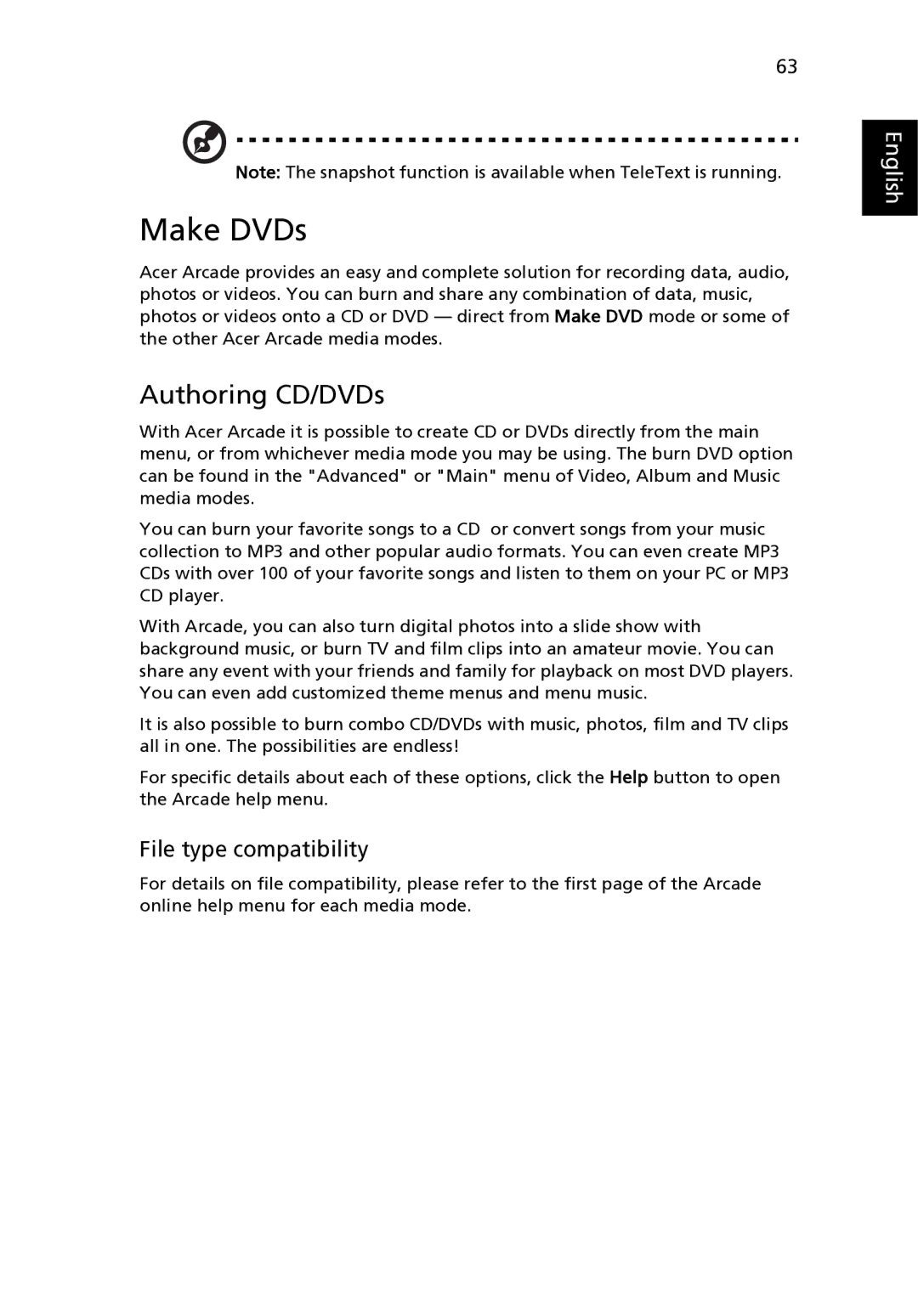 Acer 9120 manual Make DVDs, Authoring CD/DVDs, File type compatibility 