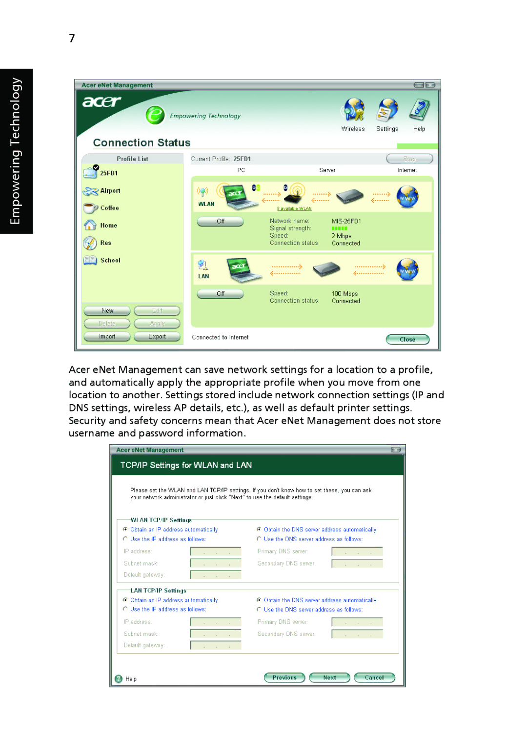 Acer 9500 manual Empowering Technology 