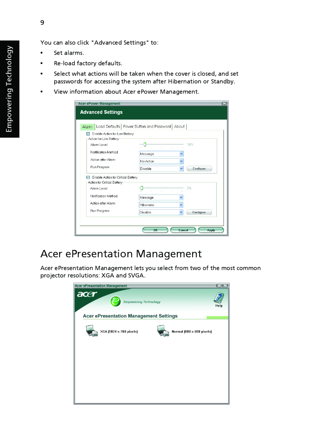 Acer 9500 manual Acer ePresentation Management 