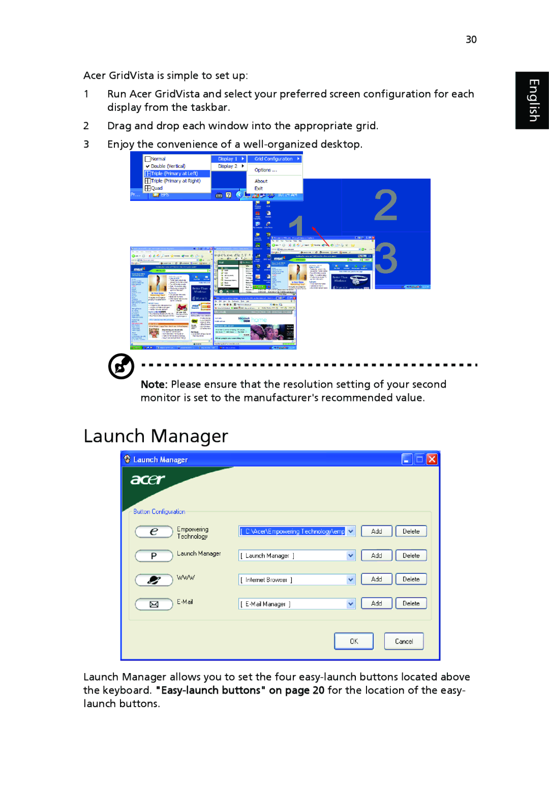 Acer 9500 manual Launch Manager 