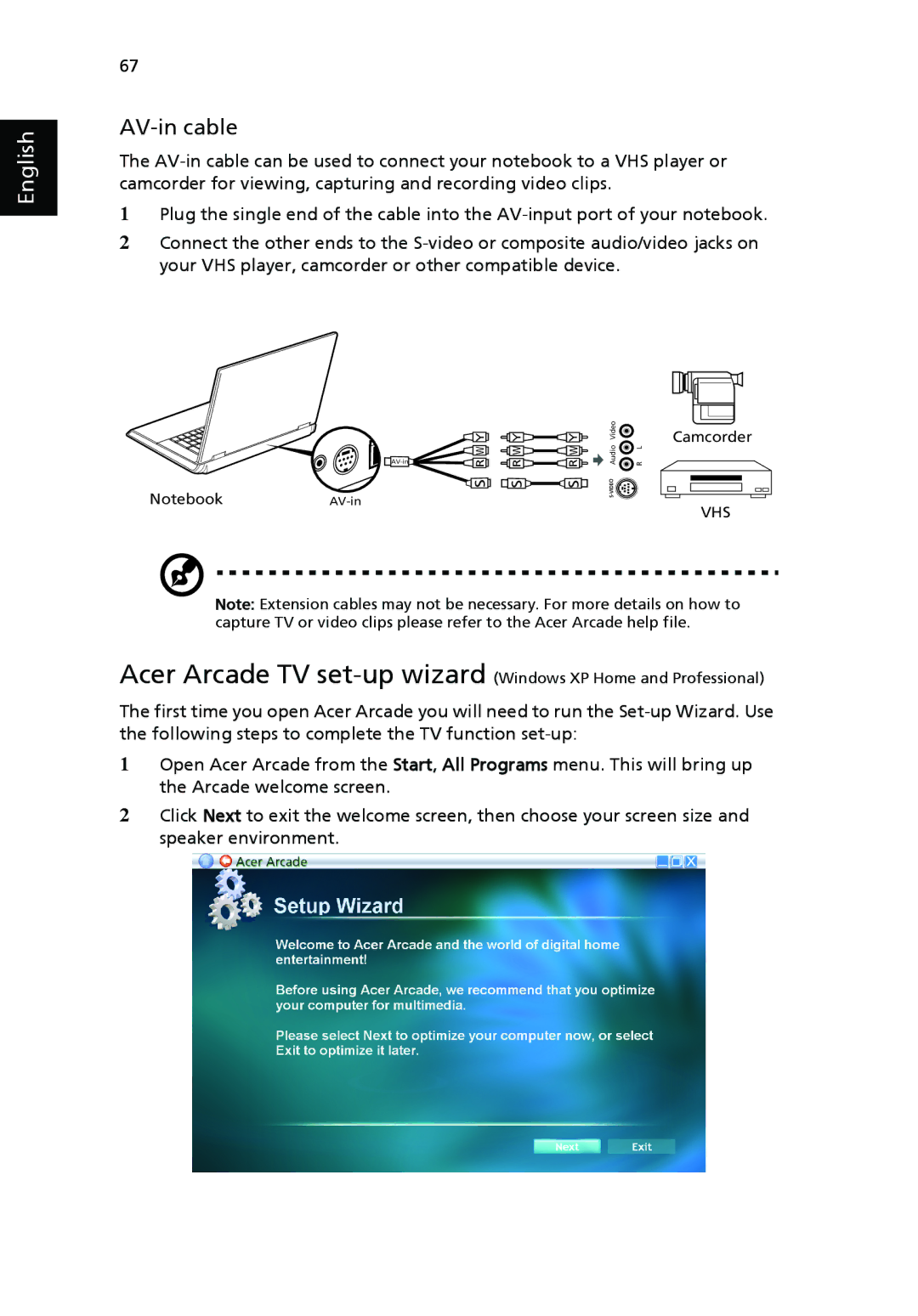 Acer 9500 manual AV-in cable 