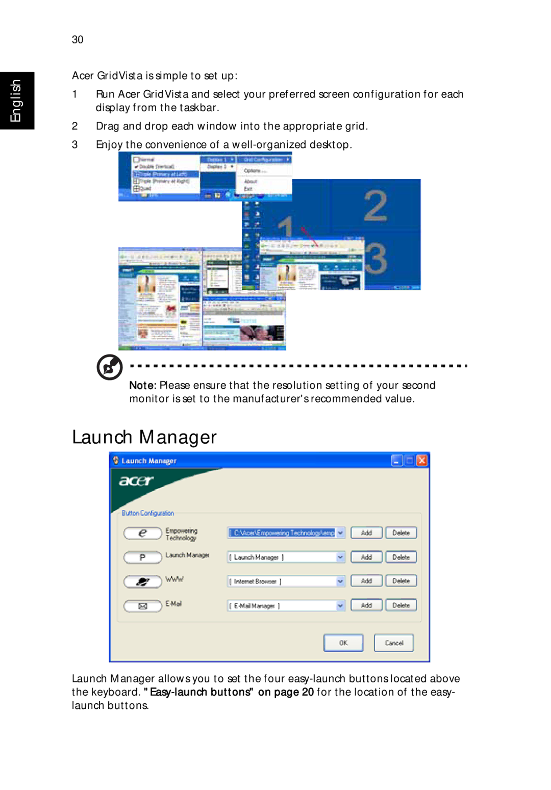 Acer 9500 manual Launch Manager 