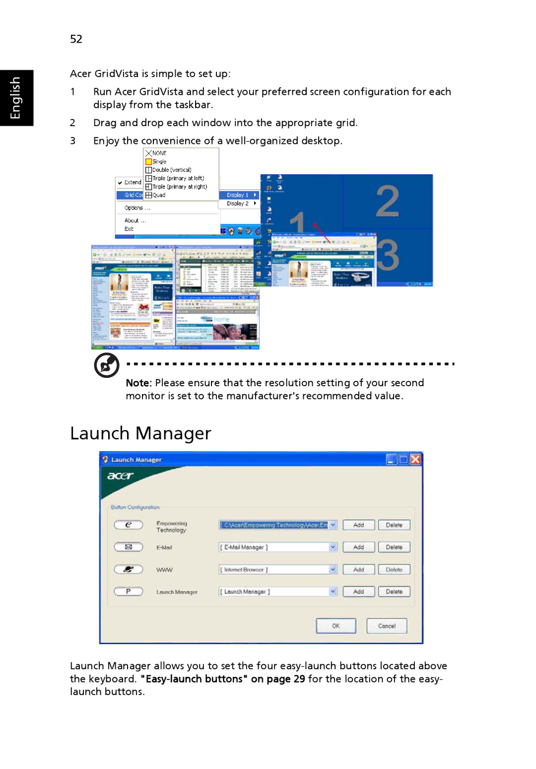 Acer 9520, 9510 manual Launch Manager 