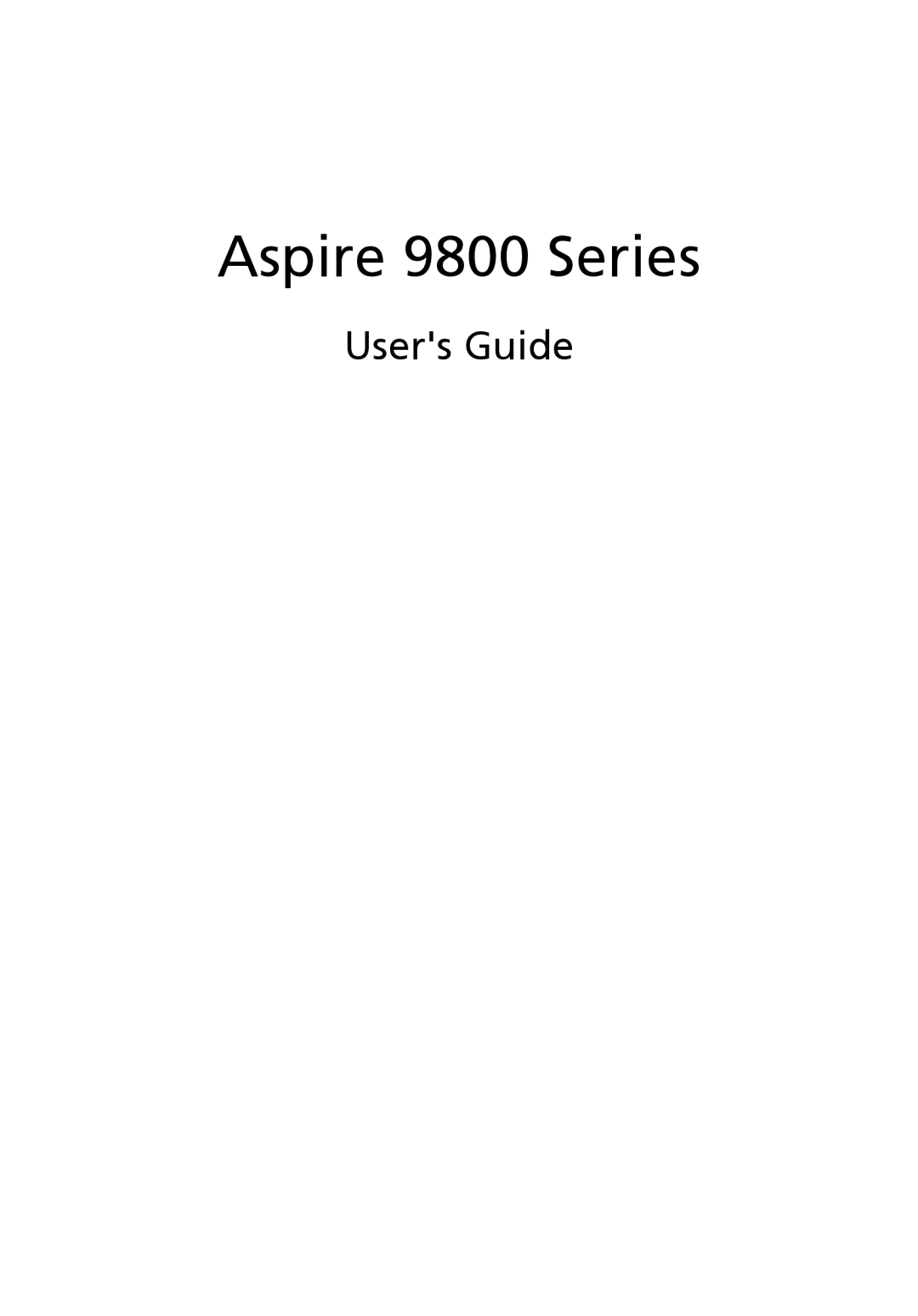 Acer manual Aspire 9800 Series, Users Guide 