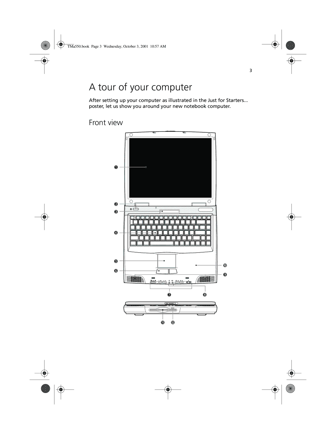 Acer a-550 Series manual Tour of your computer, Front view 