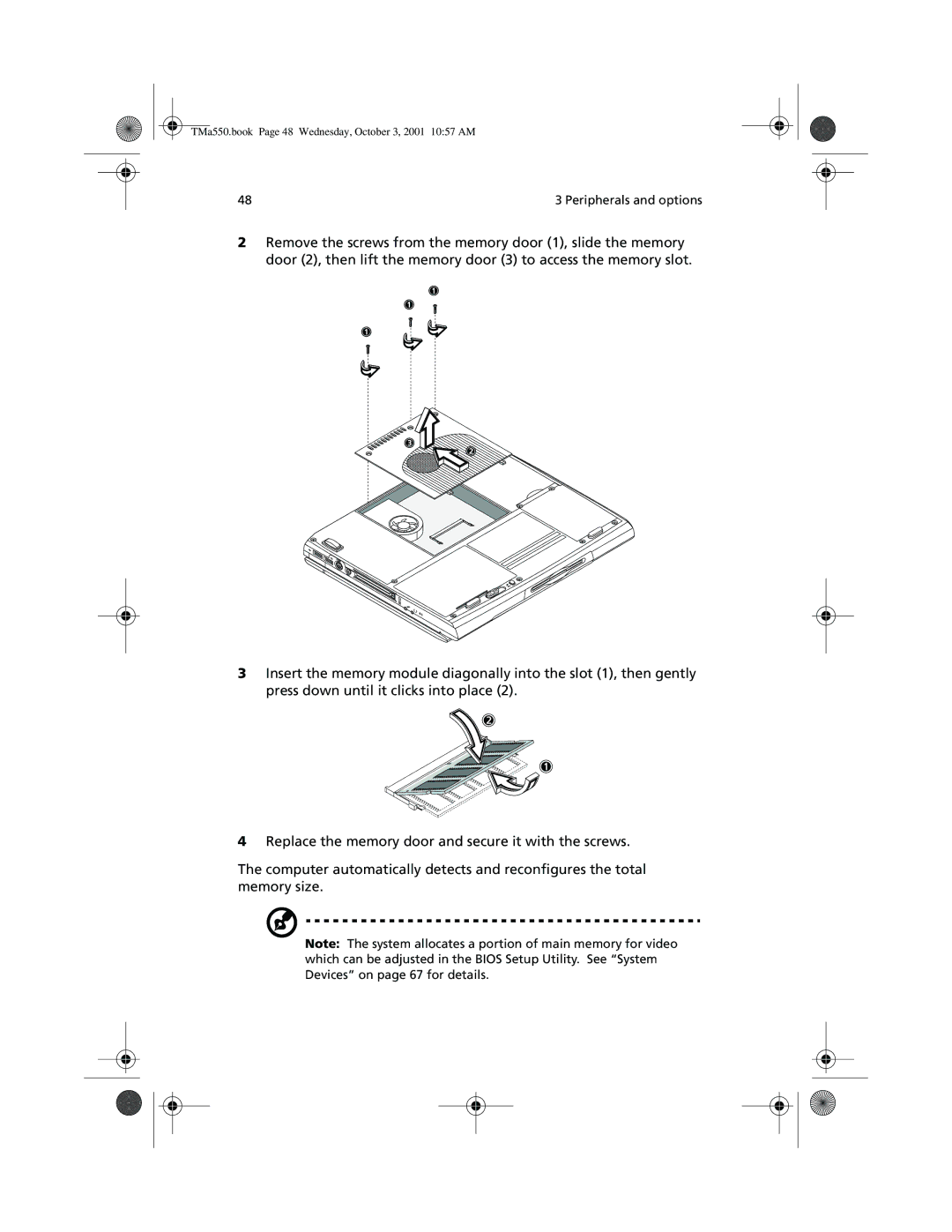 Acer a-550 Series manual TMa550.book Page 48 Wednesday, October 3, 2001 1057 AM 