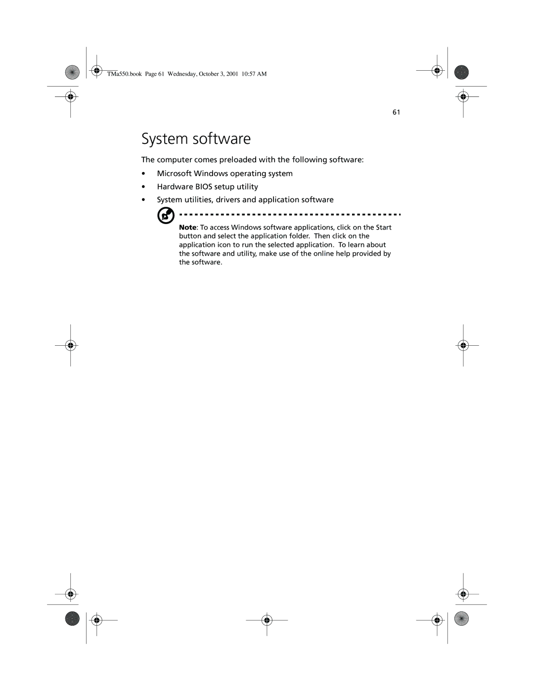 Acer a-550 Series manual System software 