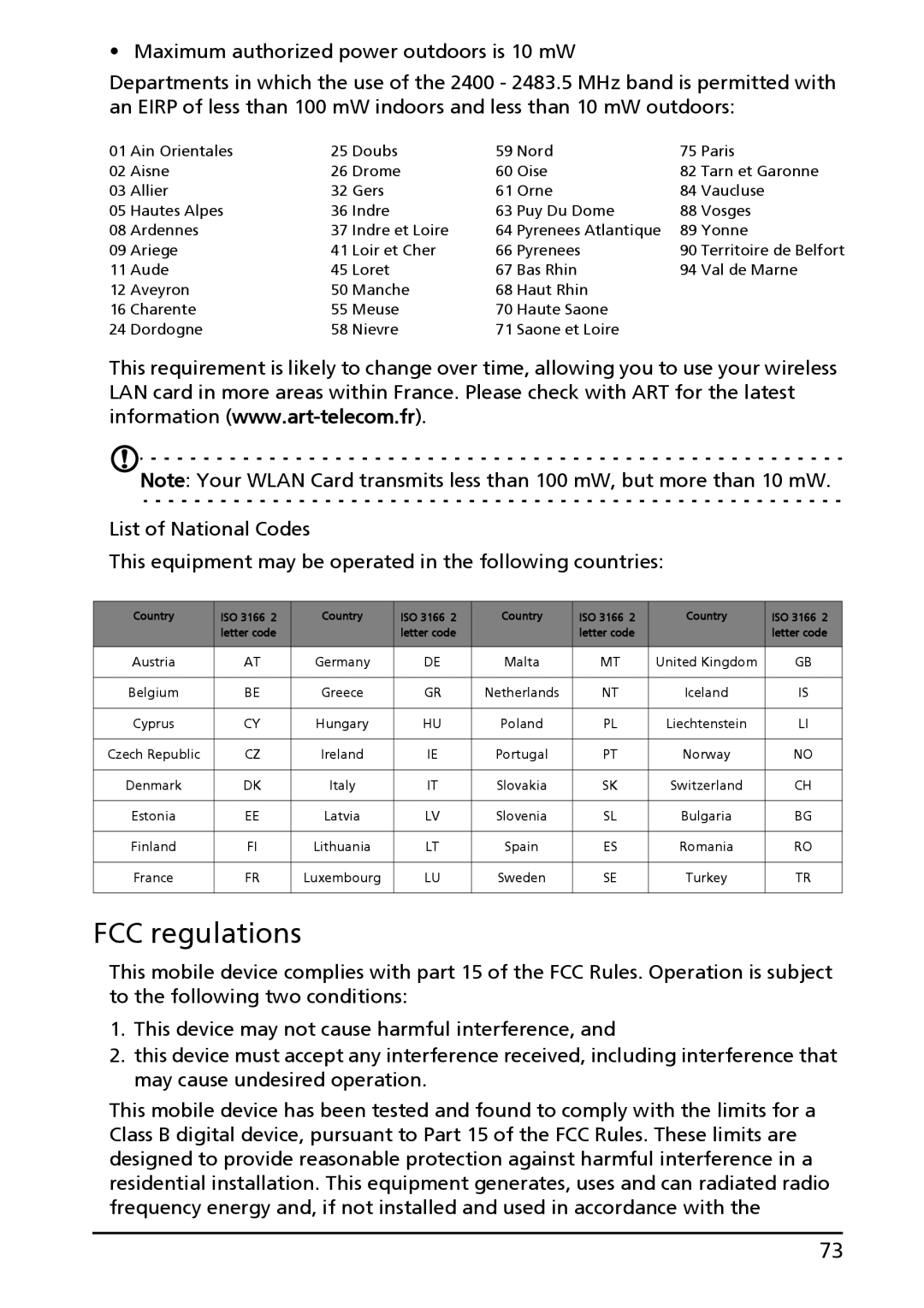 Acer A100, HT.HAPAA.001, HT.HAAAA.002 manual FCC regulations 