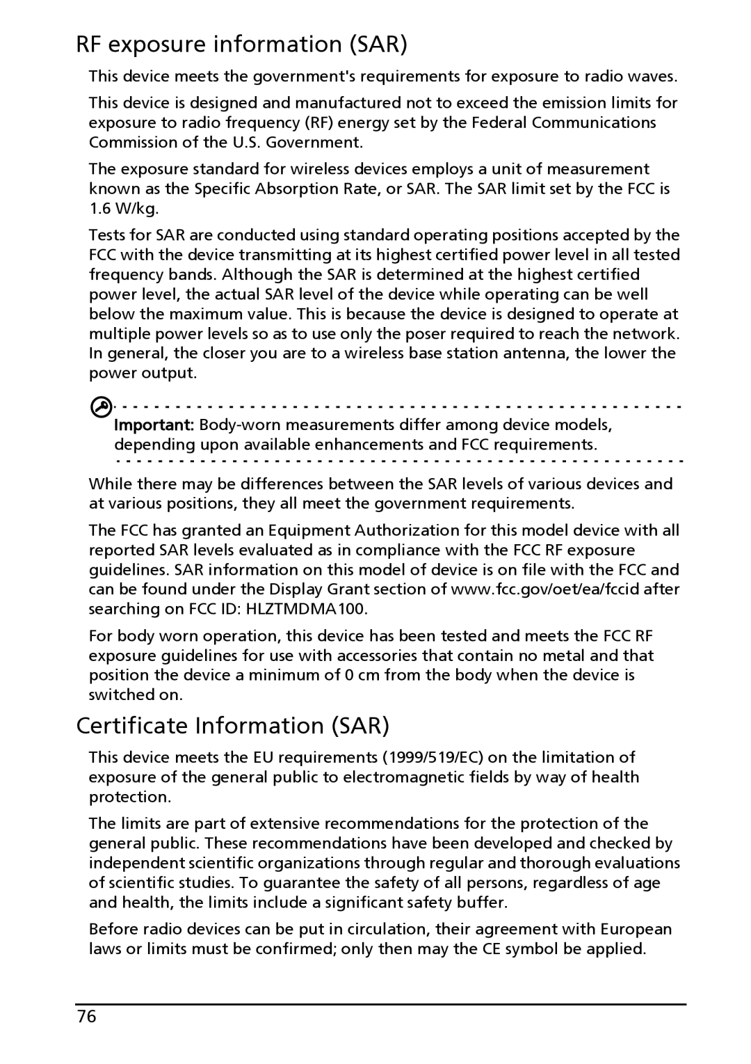 Acer A100, HT.HAPAA.001, HT.HAAAA.002 manual RF exposure information SAR, Certificate Information SAR 