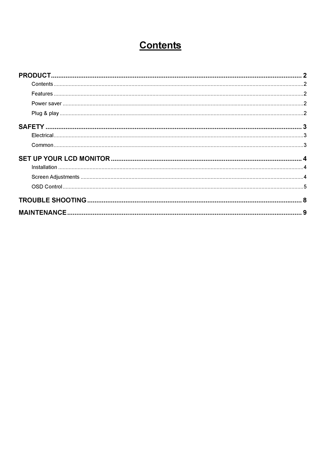 Acer AL1703 manual Contents 