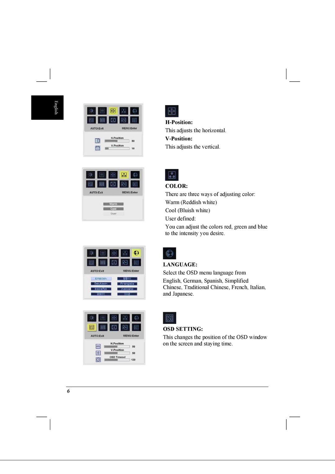 Acer AL1712 installation instructions Color 