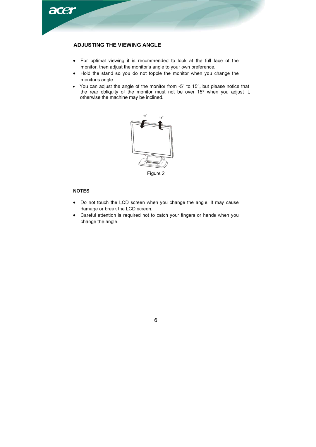 Acer AL1951 installation instructions Adjusting the Viewing Angle 