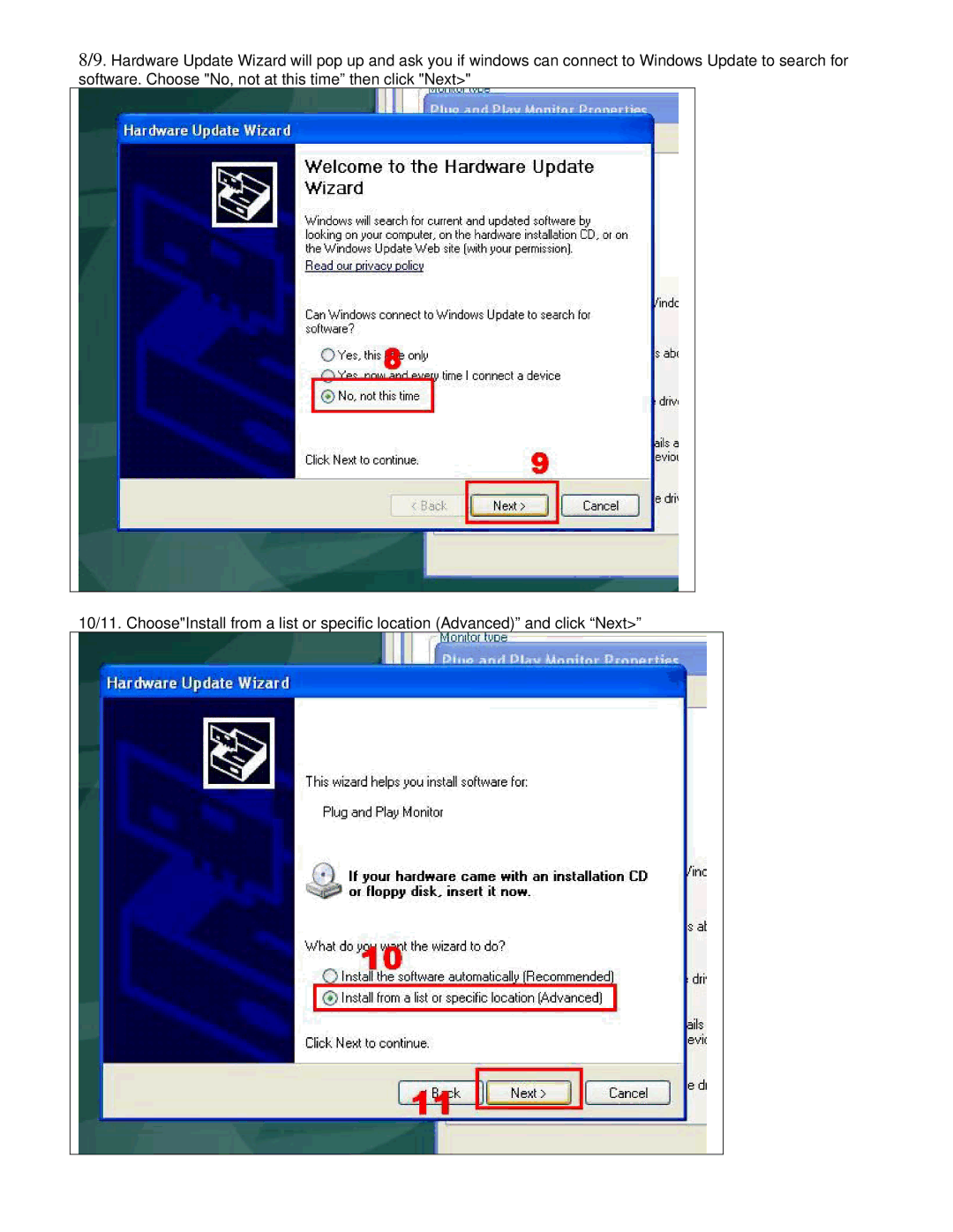 Acer AL2032 installation instructions 