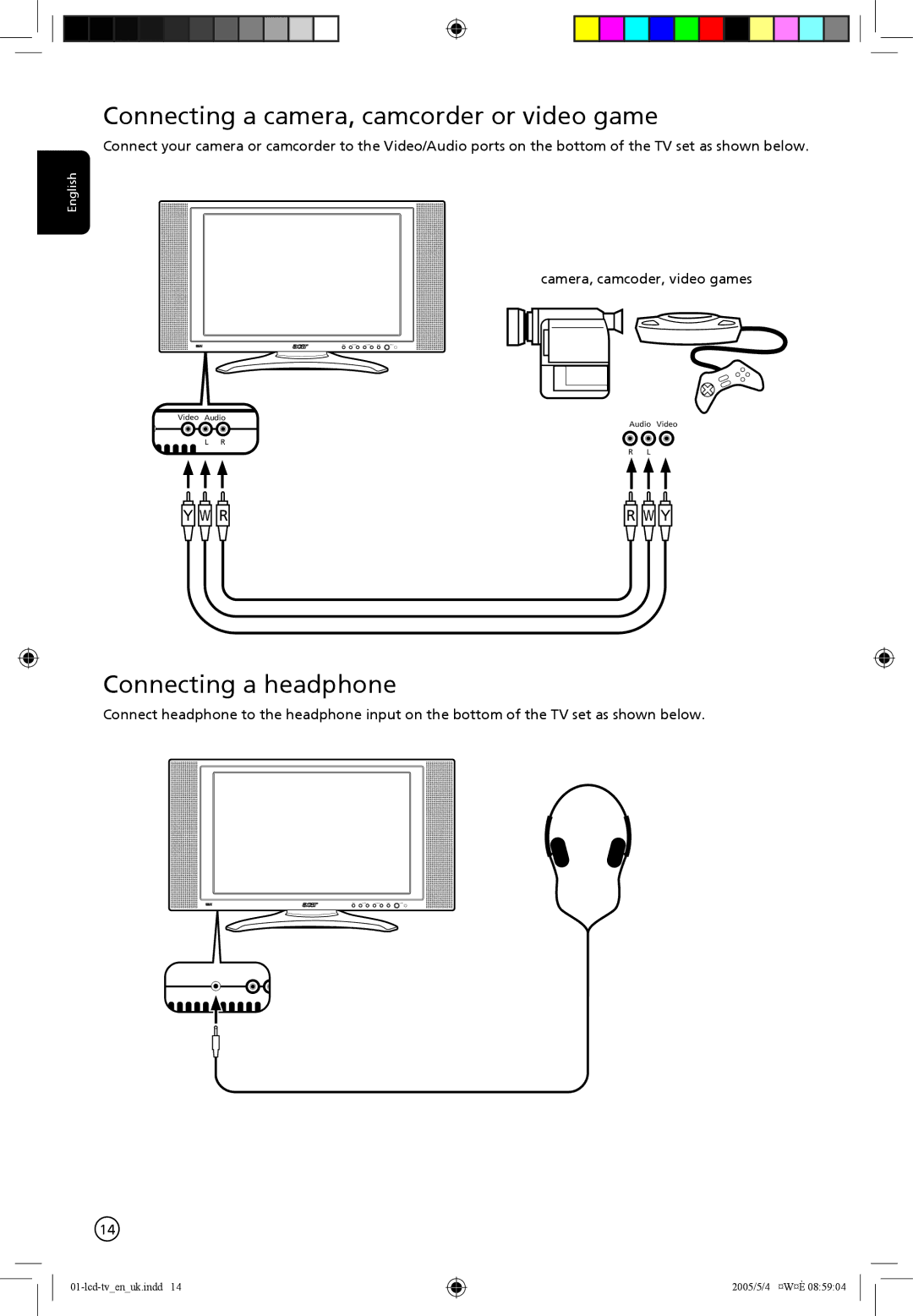 Acer AL2671W manual Connecting a camera, camcorder or video game, Connecting a headphone 