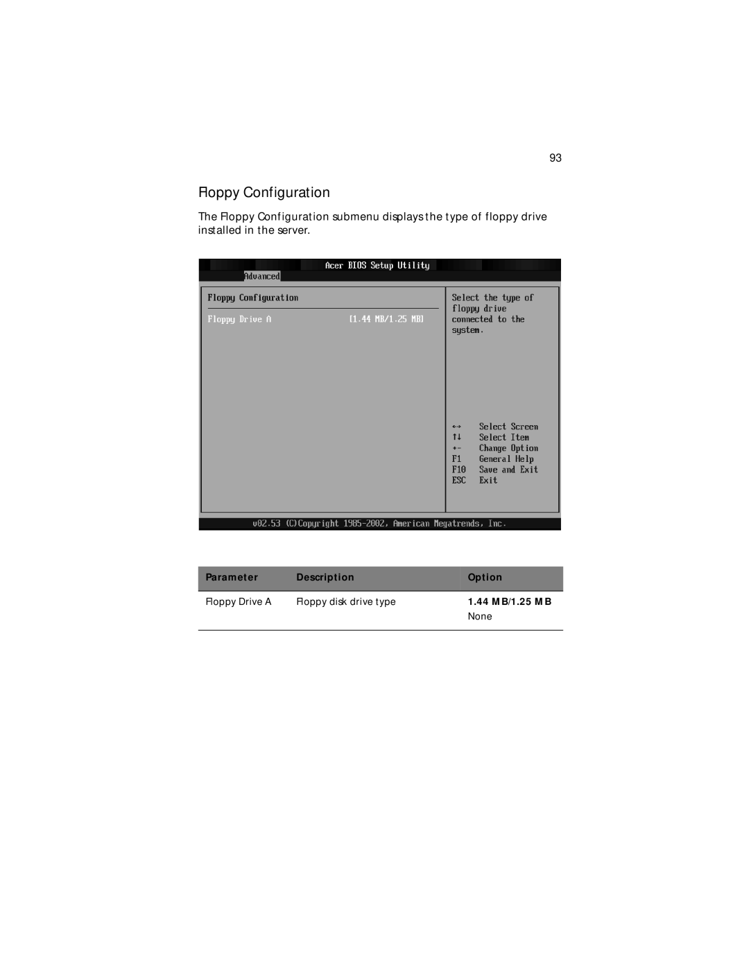 Acer Altos G310 manual Floppy Configuration 