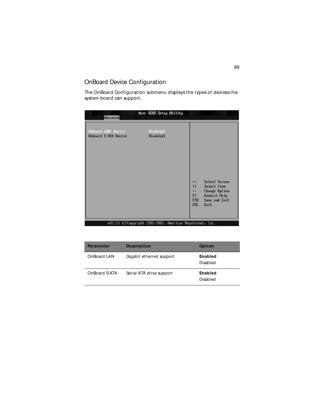 Acer Altos G310 manual OnBoard Device Configuration 