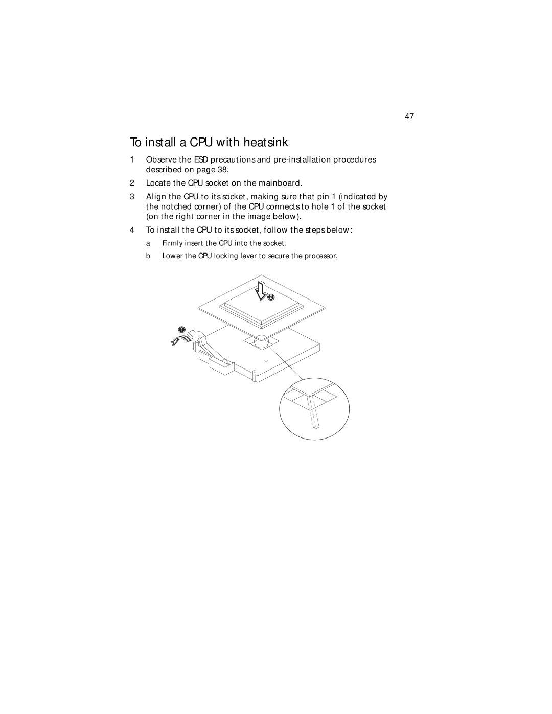 Acer Altos G310 manual To install a CPU with heatsink 