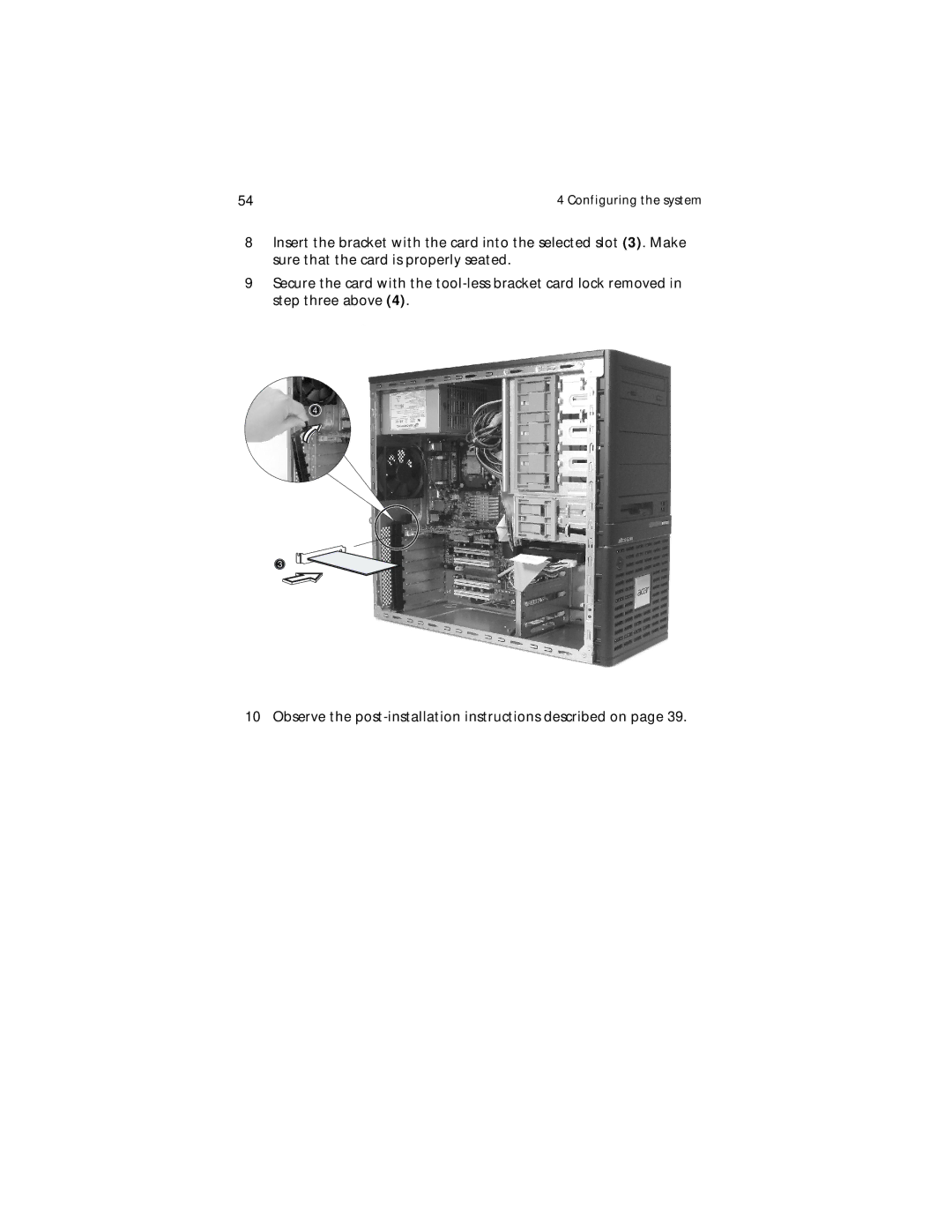 Acer Altos G310 manual Configuring the system 