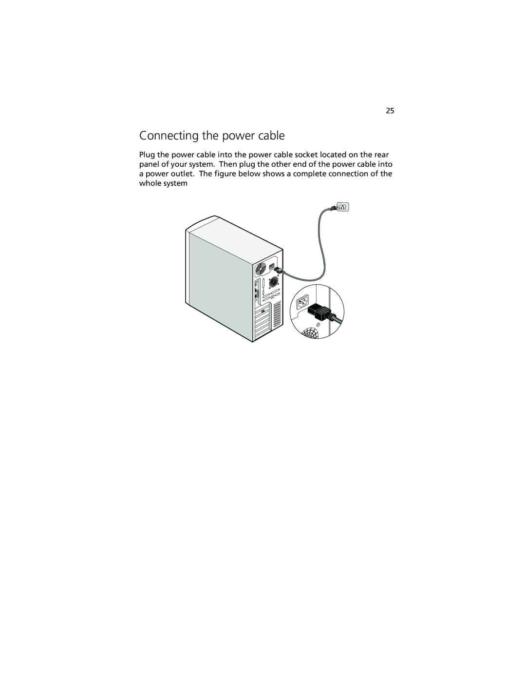 Acer Altos G500 manual Connecting the power cable 