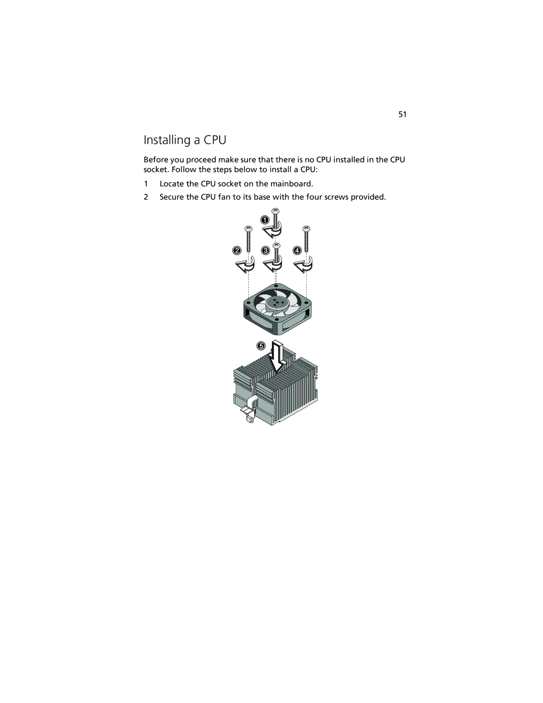 Acer Altos G500 manual Installing a CPU 