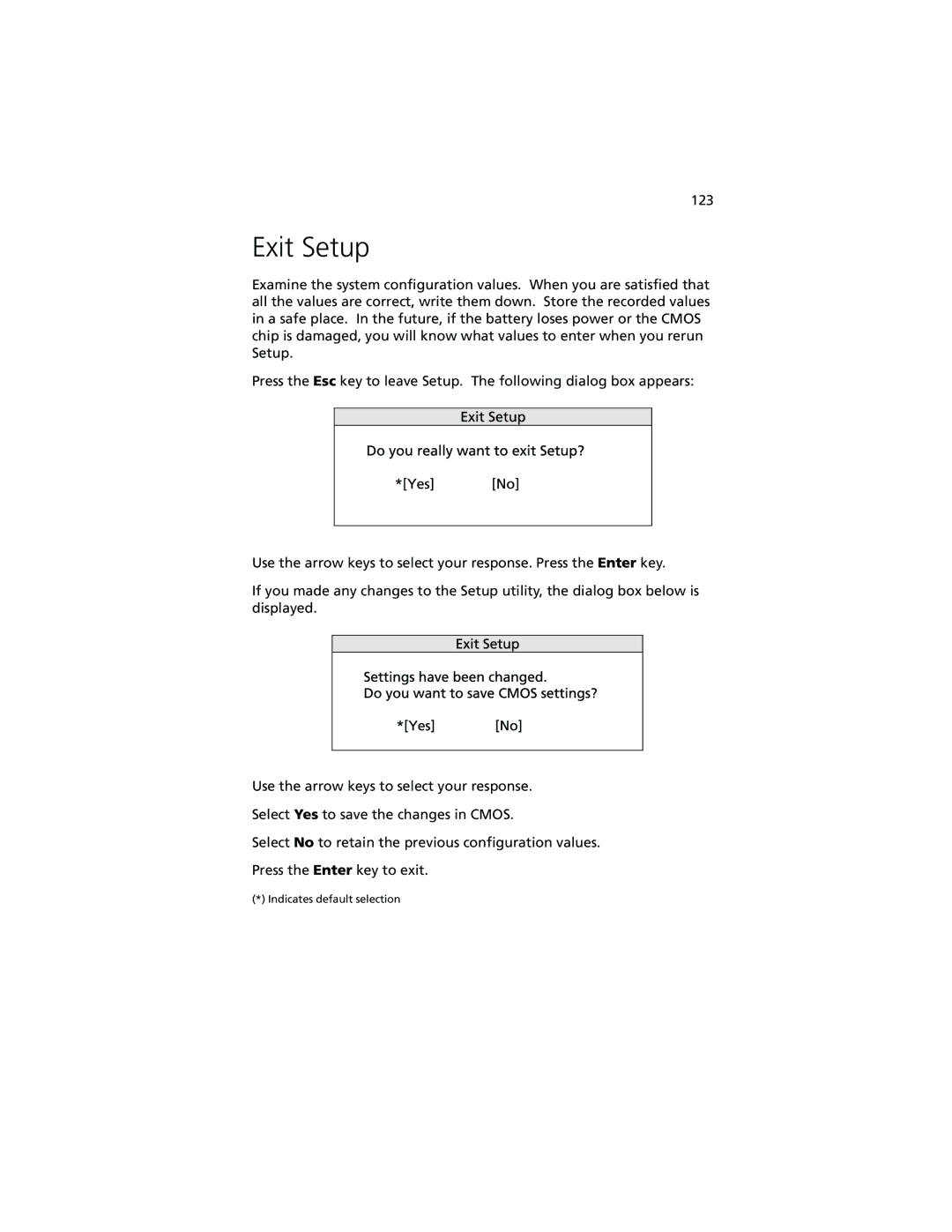 Acer Altos G610 manual Exit Setup 