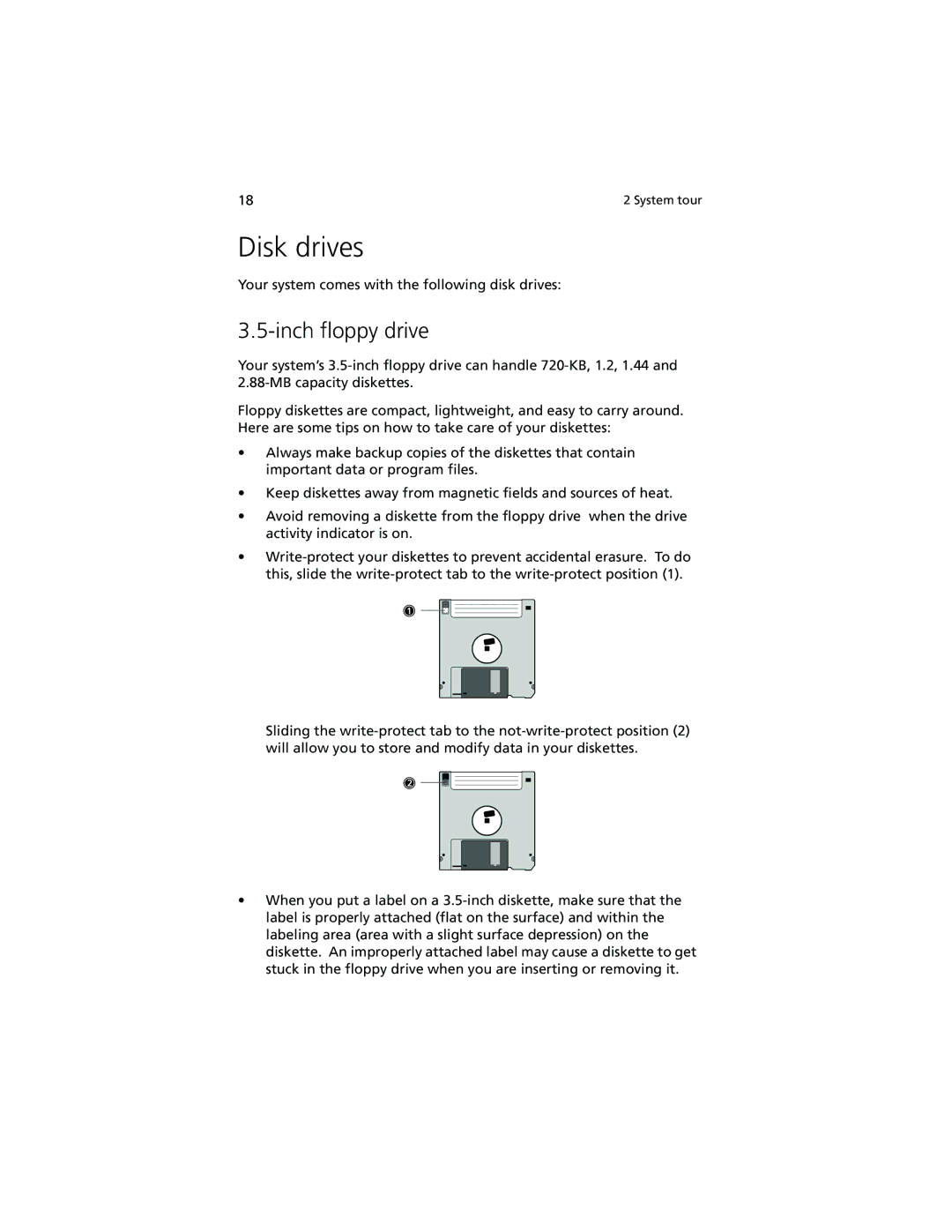 Acer Altos G610 manual Disk drives, Inch floppy drive 