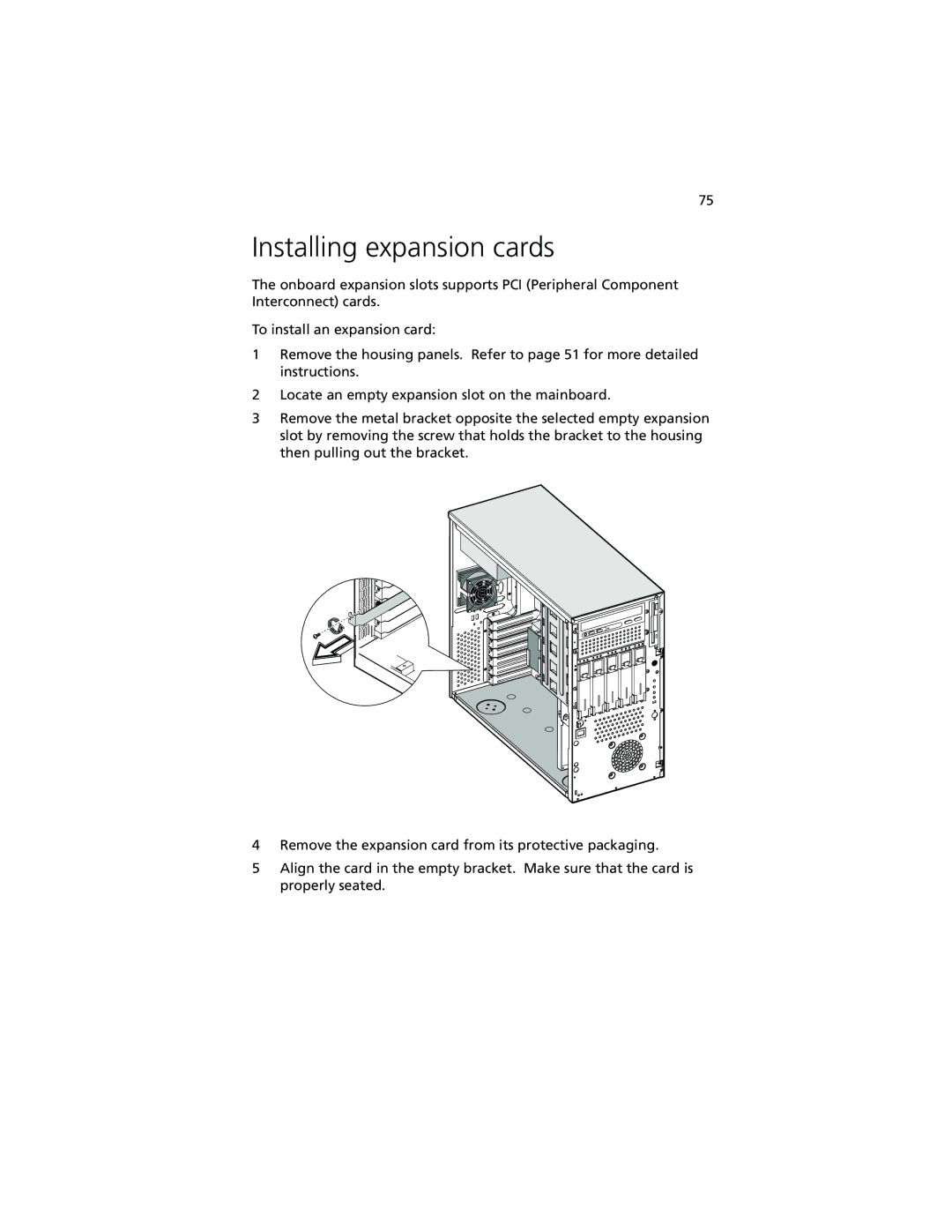 Acer Altos G610 manual Installing expansion cards 