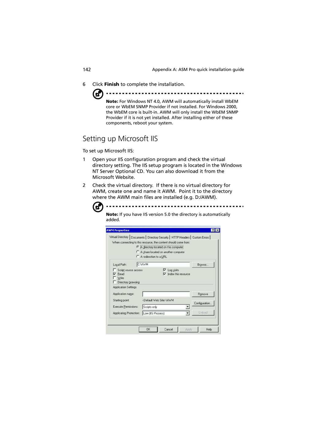 Acer Altos G610 manual Setting up Microsoft IIS 