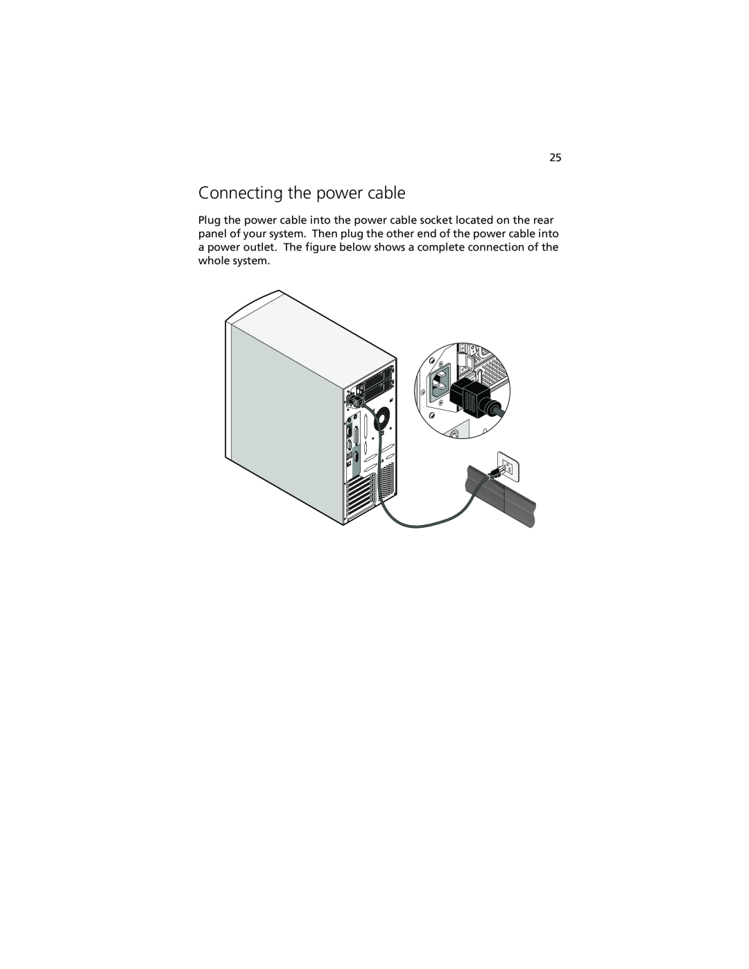 Acer Altos G610 manual Connecting the power cable 