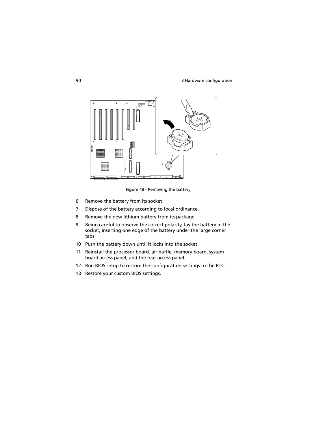 Acer Altos G900 manual Removing the battery 