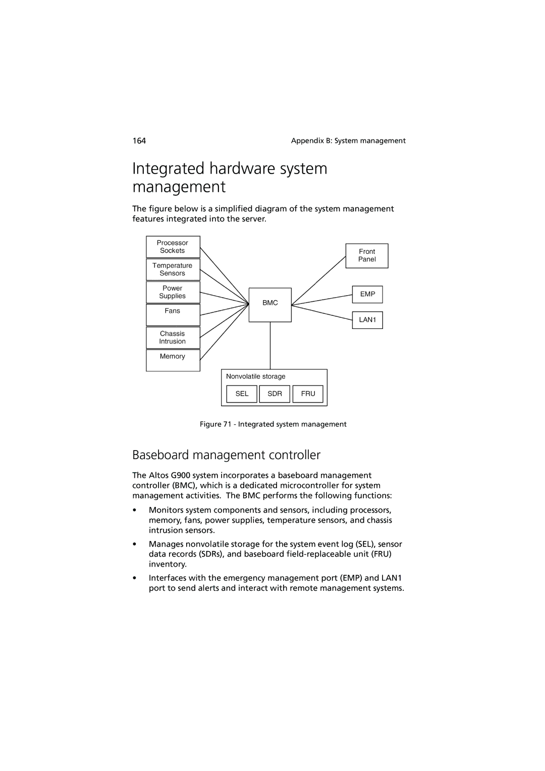 Acer Altos G900 manual Integrated hardware system management, Baseboard management controller 