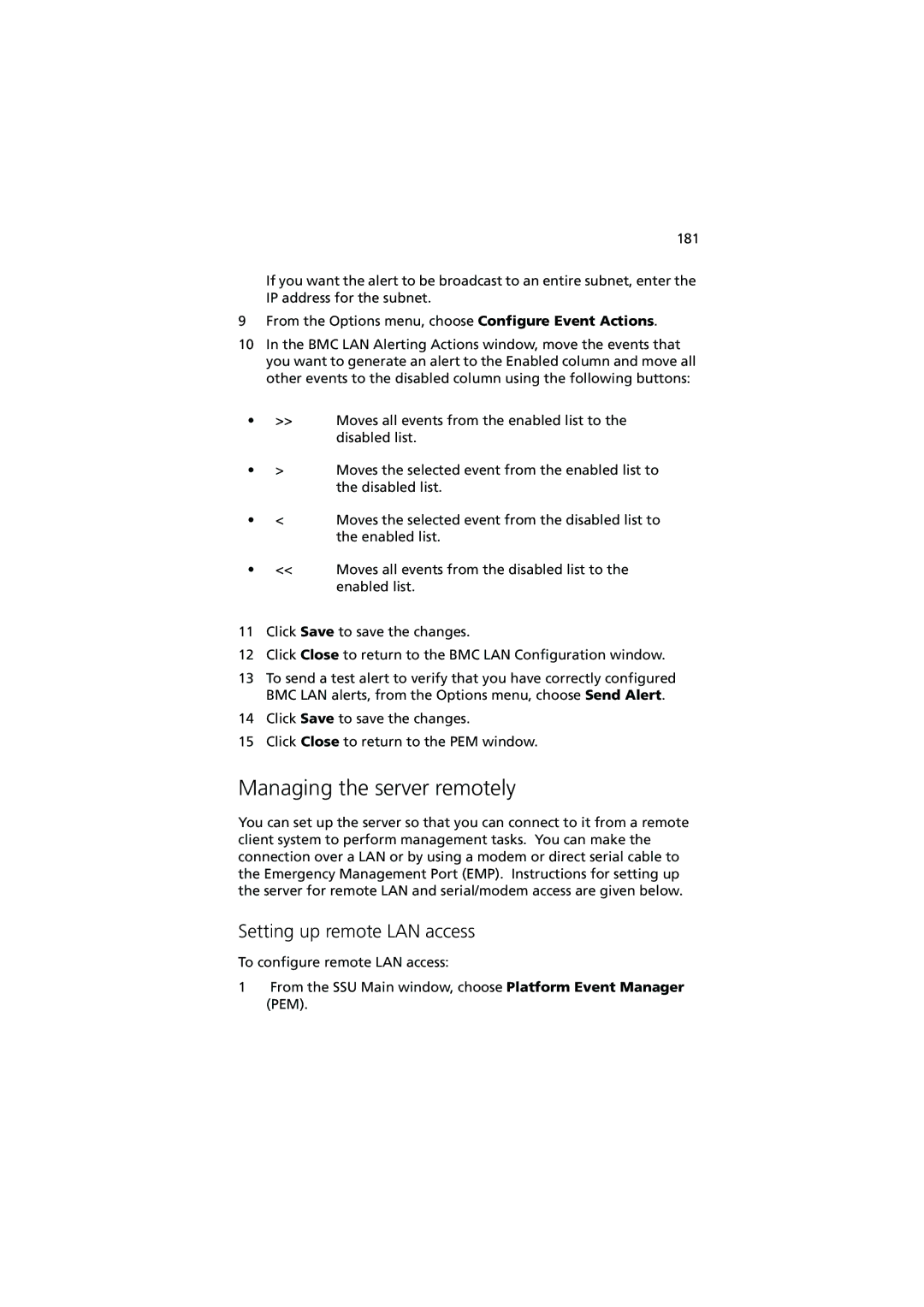 Acer Altos G900 manual Managing the server remotely, Setting up remote LAN access 