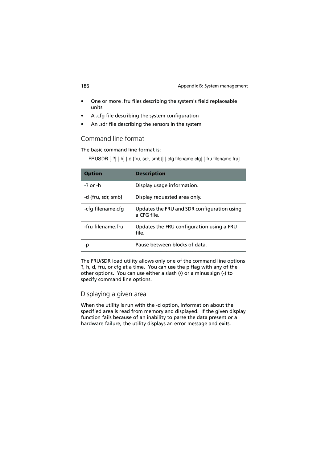 Acer Altos G900 manual Command line format, Displaying a given area 