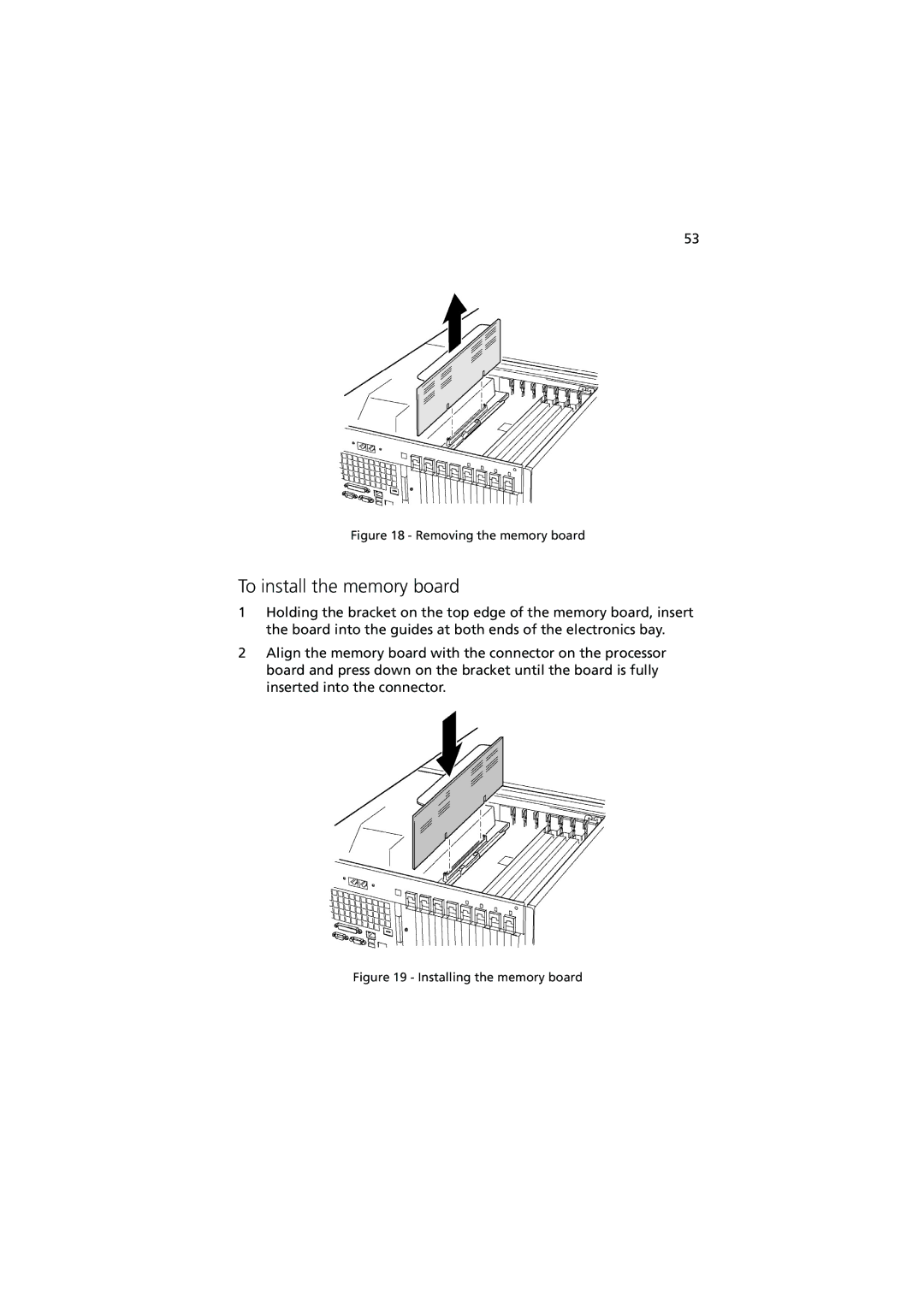 Acer Altos G900 manual To install the memory board, Removing the memory board 