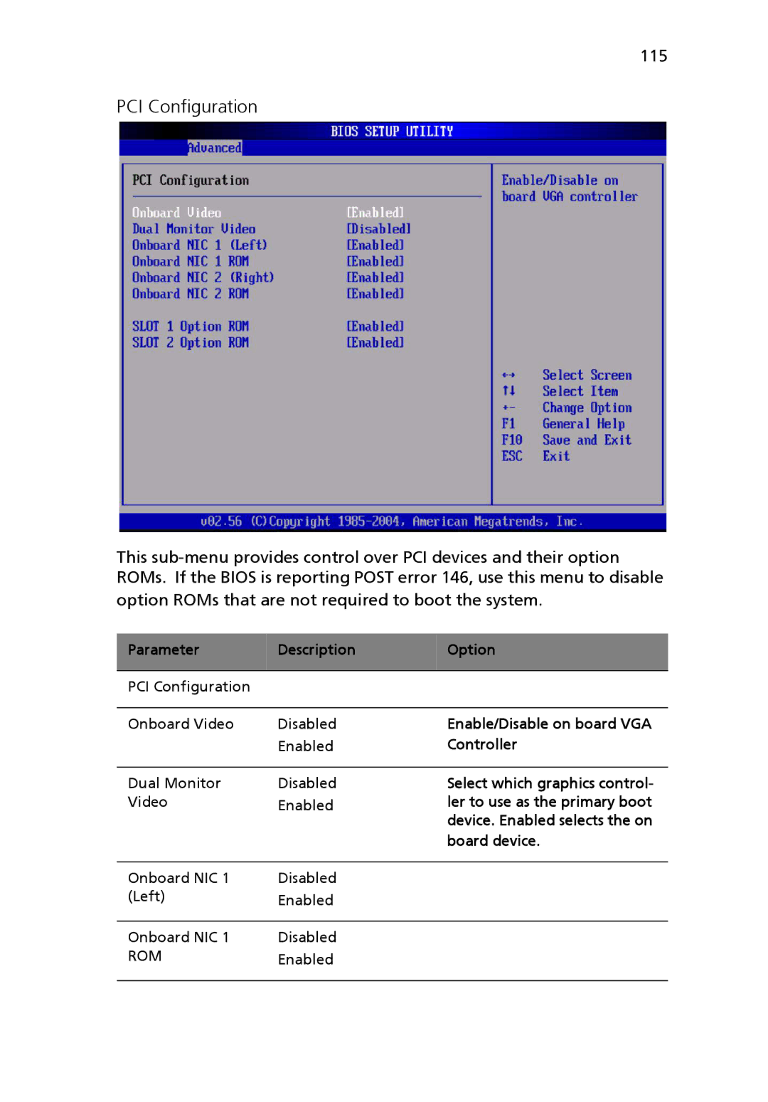 Acer Altos R510 manual PCI Configuration, 115 