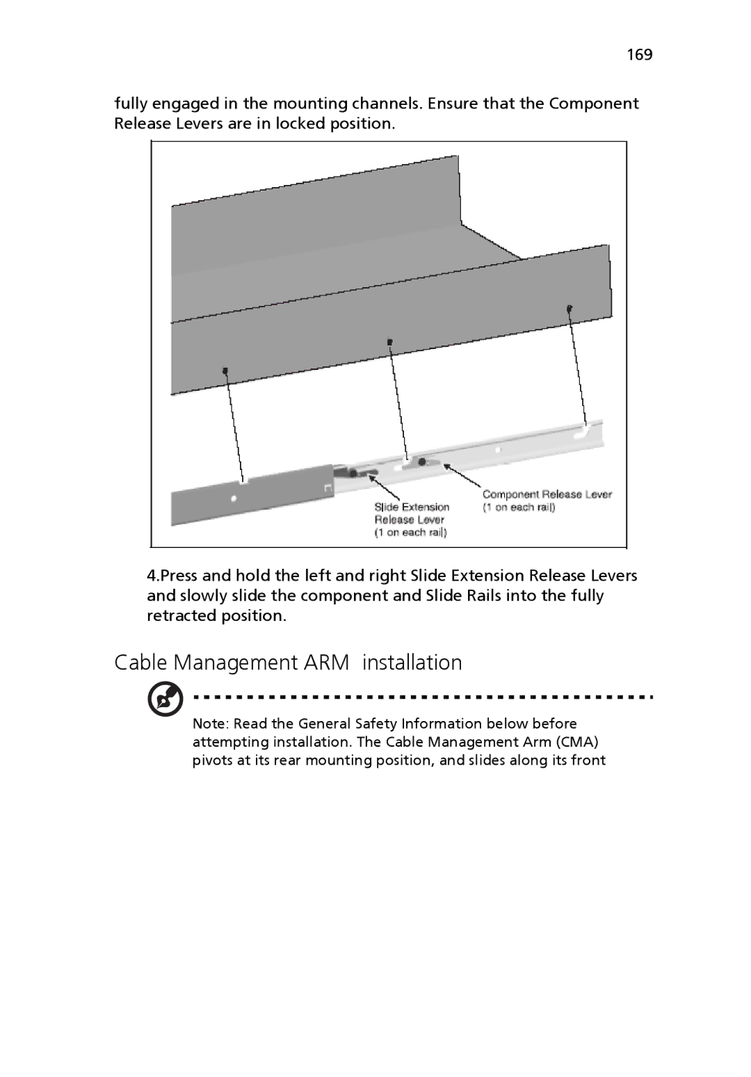 Acer Altos R510 manual Cable Management ARM installation 