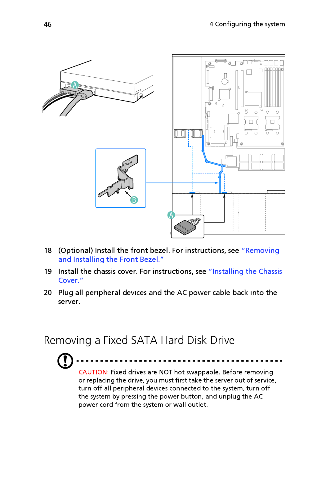 Acer Altos R510 manual Removing a Fixed Sata Hard Disk Drive 