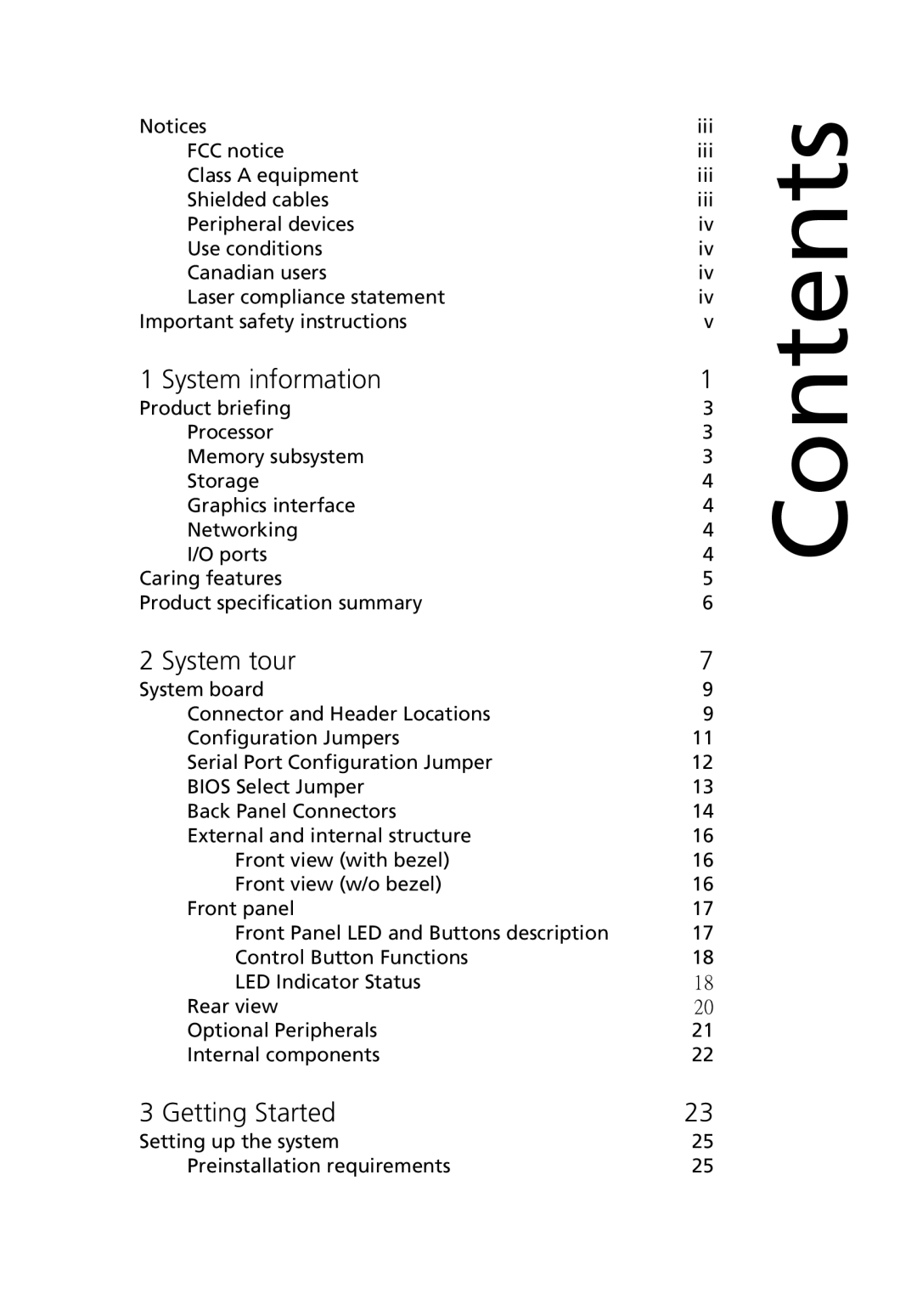 Acer Altos R510 manual Contents 