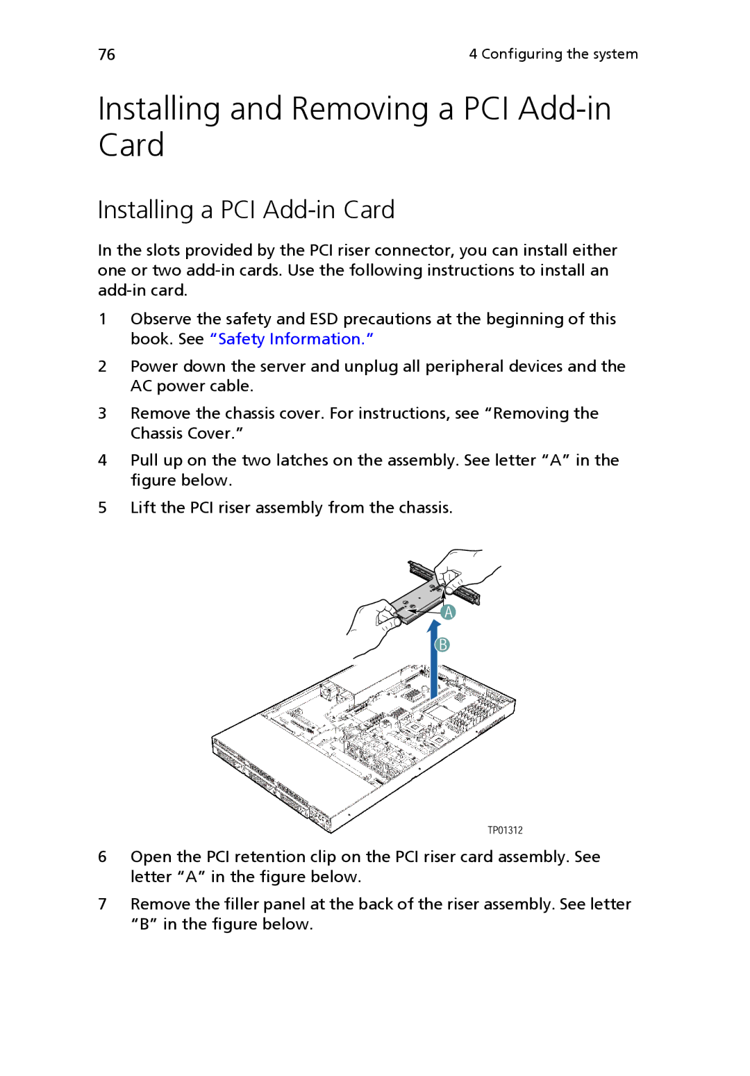 Acer Altos R510 manual Installing and Removing a PCI Add-in Card, Installing a PCI Add-in Card 