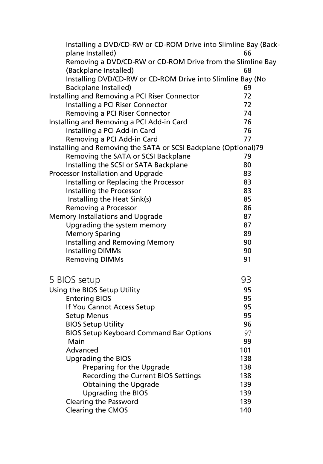 Acer Altos R510 manual Bios setup 