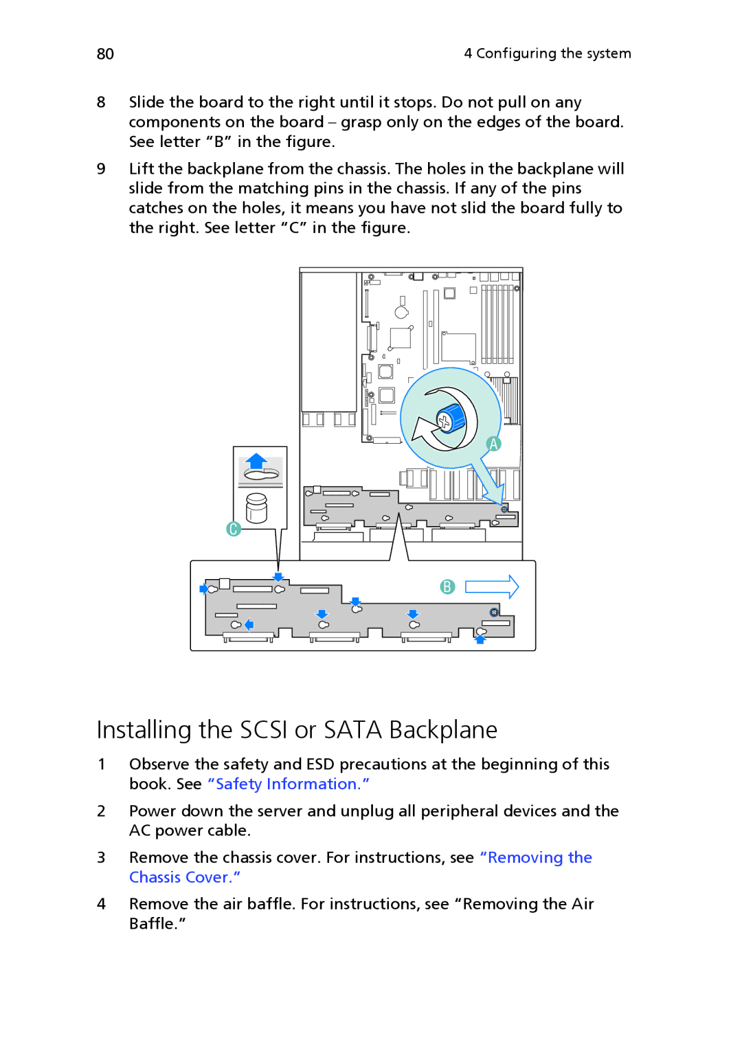 Acer Altos R510 manual Installing the Scsi or Sata Backplane 