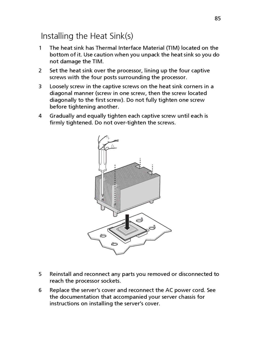 Acer Altos R510 manual Installing the Heat Sinks 