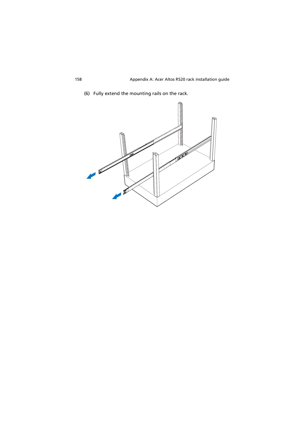 Acer Altos R520 manual Fully extend the mounting rails on the rack 